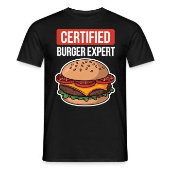 Burger Expert – Chemise BBQ & Fast Food amusante - T-shirt homme - noir - Devant - AI Model Male 178 light (178cm)