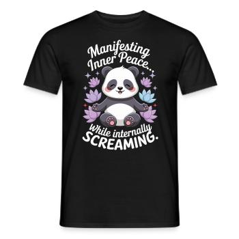 Meditating Panda – Zen & Mindfulness - Men's T-Shirt - black - Front - AI Model Male 178 light (178cm)