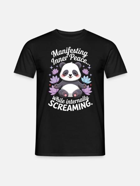 Meditating Panda – Zen & Mindfulness - Men's T-Shirt - black