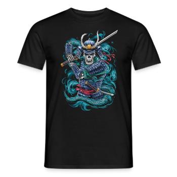 Ghostly Samurai Warrior - Men's T-Shirt - black - Front - AI Model Male 178 light (178cm)