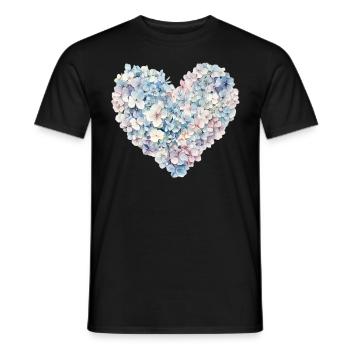 Heart of Hydrangeas Flowers - Delicate Blossoms - Men's T-Shirt - black - Front - AI Model Male 178 light (178cm)