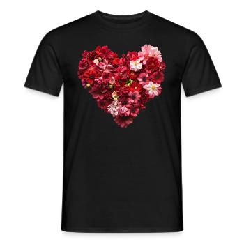 Heart of Red Blossoms - Passionate Flower Pr - Men's T-Shirt - black - Front - AI Model Male 178 light (178cm)
