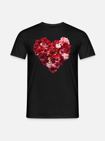 Coeur de Fleurs Rouges - Passionate Flower Pr - T-shirt homme - noir