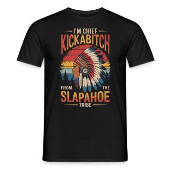 Native American Chief Kickabitch of the Slapahoe Tribe - Men's T-Shirt - black - Front - AI Model Male 178 light (178cm)