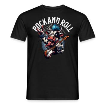 Kuh Rock and Roll Guitariste Guitare électrique - T-shirt homme - noir - Devant - AI Model Male 178 light (178cm)