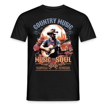 Musique country Guitare Guitariste Chanteur Vintage - T-shirt homme - noir - Devant - AI Model Male 178 light (178cm)