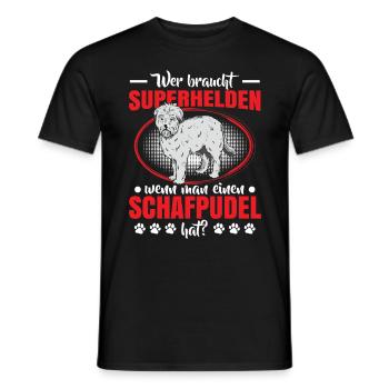 Sheep Poodle is my hero Old German Herding Dog - Men's T-Shirt - black - Front - AI Model Male 178 light (178cm)