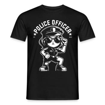 Funny Policewoman – Cool Comic Motif for Strong - Men's T-Shirt - black - Front - AI Model Male 178 light (178cm)
