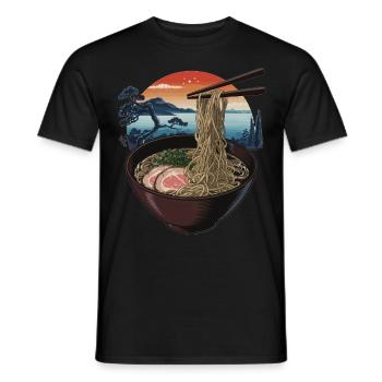 Japanese Ramen Art - Men's T-Shirt - black - Front - AI Model Male 178 light (178cm)