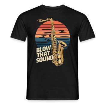 Blow That Sound – Saxophone Power - Men's T-Shirt - black - Front - AI Model Male 178 light (178cm)