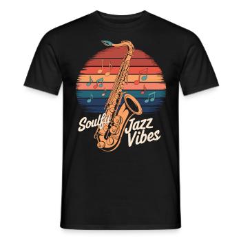 La musique du saxophone est dans l’air - T-shirt homme - noir - Devant - AI Model Male 178 light (178cm)