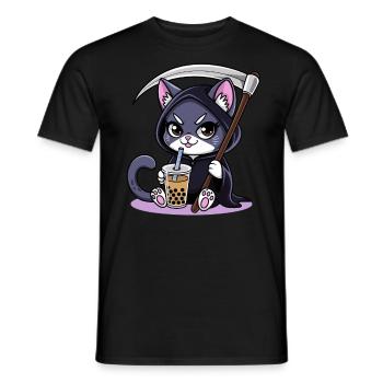 Sensenmann Katze Anime Katze Bubble Tea - Männer T-Shirt - Schwarz - Vorne - AI Model Male 178 light (178cm)