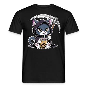 Sensenmann Katze Anime Katze Bubble Tea - Männer T-Shirt - Schwarz - Vorne - AI Model Male 178 light (178cm)