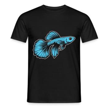 Blauer Guppy, Design für den Aquarien Fan - Männer T-Shirt - Schwarz - Vorne - AI Model Male 178 light (178cm)