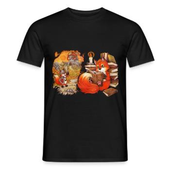 Niedlicher lesender Fuchs Geschenkidee Adventure - Männer T-Shirt - Schwarz - Vorne - AI Model Male 178 light (178cm)