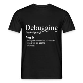 debugging programmer computer science computer nerd - Men's T-Shirt - black - Front - AI Model Male 178 light (178cm)