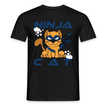 « Ninja Cat Warrior » tee-shirt ninjainspired fait pour - T-shirt homme - noir - Devant - AI Model Male 178 light (178cm)
