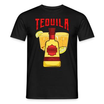 Vintage lemon and salt tequila bottle - Men's T-Shirt - black - Front - AI Model Male 178 light (178cm)