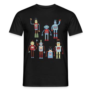 Robots - Men's T-Shirt - black - Front - AI Model Male 178 light (178cm)