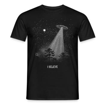 Je crois en la vie sur d'autres planètes - T-shirt homme - noir - Devant - AI Model Male 178 light (178cm)