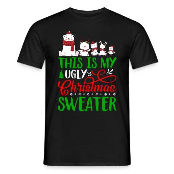 This Is My Ugly Christmas Sweater Funny - Men's T-Shirt - black - Front - AI Model Male 178 light (178cm)