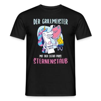 Grillmeister Einhorn Spruch Grillen Geschenkidee - Männer T-Shirt - Schwarz - Vorne - AI Model Male 178 light (178cm)
