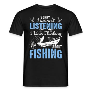 Thinking About Fishing Funny Quote - Men's T-Shirt - black - Front - AI Model Male 178 light (178cm)