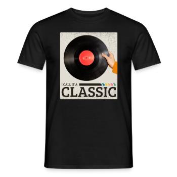 Je l’appelle un disque de musique rétro vinyle classique - T-shirt homme - noir - Devant - AI Model Male 178 light (178cm)