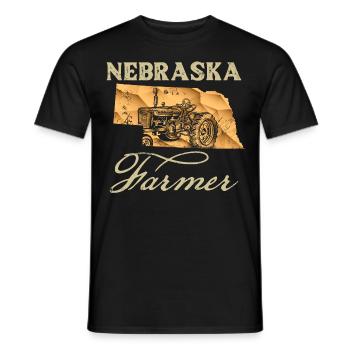 Nebraska Farmer Tractor Lover State Map Farming Lo - Men's T-Shirt - black - Front - AI Model Male 178 light (178cm)