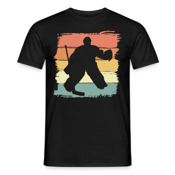 Gardien de but de hockey sur glace rétro - T-shirt homme - noir - Devant - AI Model Male 178 light (178cm)