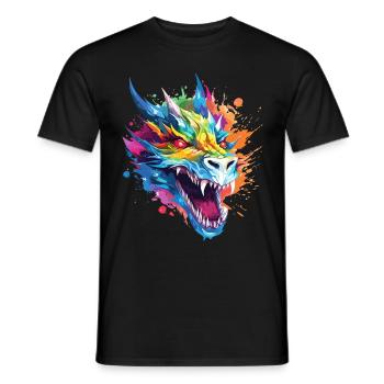 Dragon Fantasy Magic Mysticism Creature Animal Colorful - Men's T-Shirt - black - Front - AI Model Male 178 light (178cm)