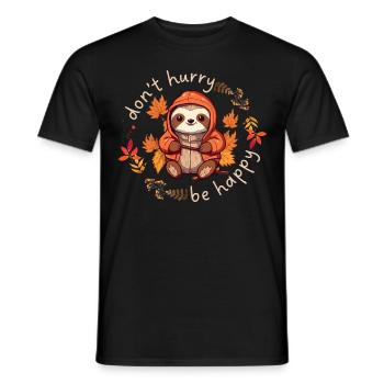 Drôle de paresseux avec des feuilles d’automne - T-shirt homme - noir - Devant - AI Model Male 178 light (178cm)