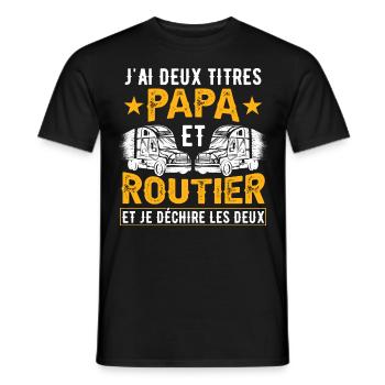 Papa & Routier - T-shirt homme - noir - Devant - AI Model Male 178 light (178cm)