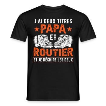 Papa Et Routier - T-shirt homme - noir - Devant - AI Model Male 178 light (178cm)
