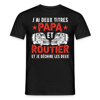 Papa Et Routier Proverbes Camion - T-shirt homme - noir - Devant - AI Model Male 178 light (178cm)