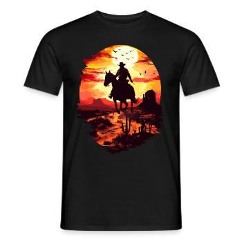 Cowboy Horse Wild West Western Riding Wilderness USA - Men's T-Shirt - black - Front - AI Model Male 178 light (178cm)