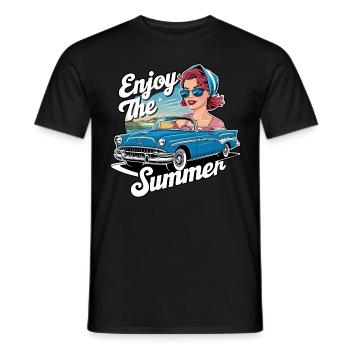 Femme cabriolet Profitez de l’été des années 1950 1960 - T-shirt homme - noir - Devant - AI Model Male 178 light (178cm)