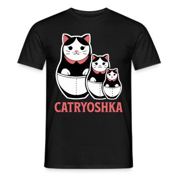 Funny Catryoshka Matryoshka Beautiful Russian - Men's T-Shirt - black - Front - AI Model Male 178 light (178cm)