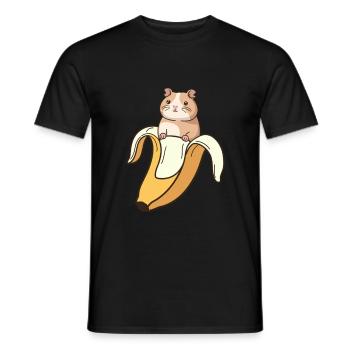 Funny Guinea Pig In Banana - Men's T-Shirt - black - Front - AI Model Male 178 light (178cm)