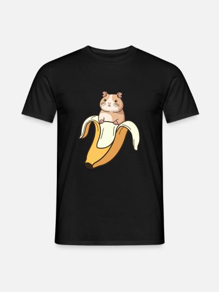 Funny Guinea Pig In Banana - Men's T-Shirt - black