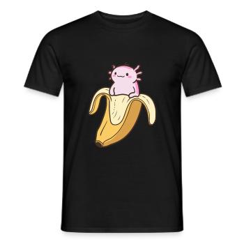 Funny Axolotl In Banana - Men's T-Shirt - black - Front - AI Model Male 178 light (178cm)