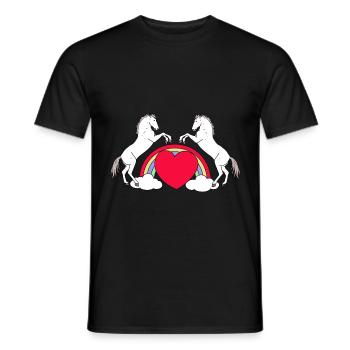 Herz Pferde Regenbogen Reiterin Reiter Kinder - Männer T-Shirt - Schwarz - Vorne - AI Model Male 178 light (178cm)