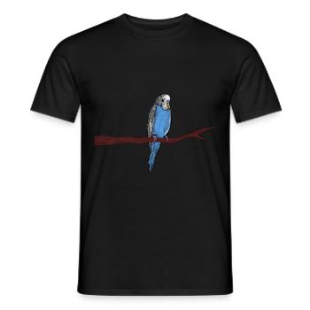 Wave Parakeet Blue Watercolors Bird Pet - Men's T-Shirt - black - Front - AI Model Male 178 light (178cm)