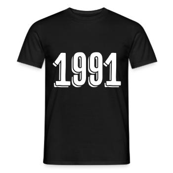 Année de naissance 1991 Date de naissance - T-shirt homme - noir - Devant - AI Model Male 178 light (178cm)