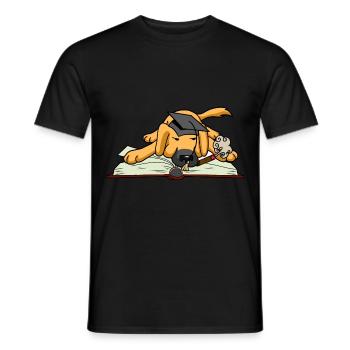 Dog Student Study University University Learn Book - Men's T-Shirt - black - Front - AI Model Male 178 light (178cm)
