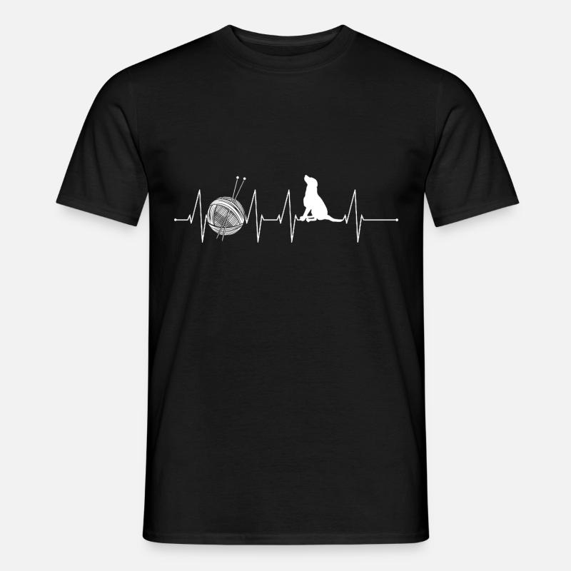 Stricken mit Hund - Männer T-Shirt - Schwarz