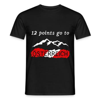 12 points go to Austria - Männer T-Shirt - Schwarz - Vorne - AI Model Male 178 light (178cm)