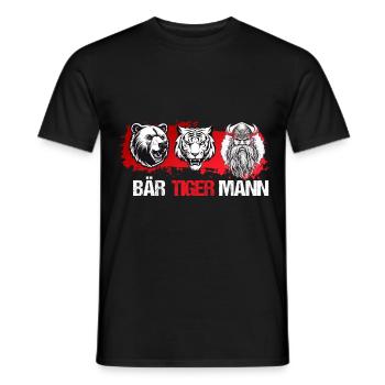 Bartliebhaber Vatertag Vater Bier Bär Tiger Mann - Männer T-Shirt - Schwarz - Vorne - AI Model Male 178 light (178cm)