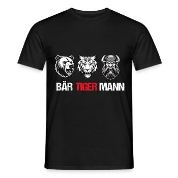 Bär Tiger Mann Vatertag Vater Bärtiger Mann Bart - Männer T-Shirt - Schwarz - Vorne - AI Model Male 178 light (178cm)