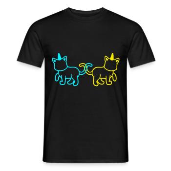 Einhörner Katzen Retro Vintage 80er 90er Katze - Männer T-Shirt - Schwarz - Vorne - AI Model Male 178 light (178cm)
